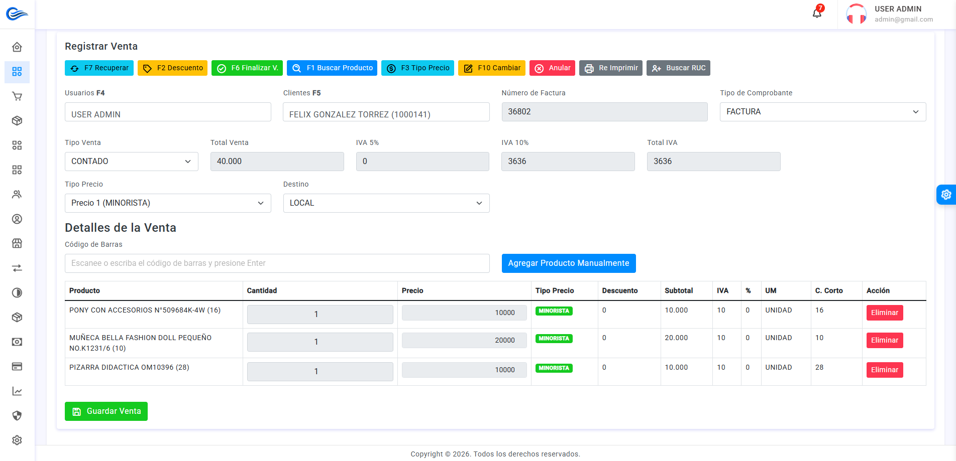 InventaPy Dashboard – Sistema POS e Inventario
